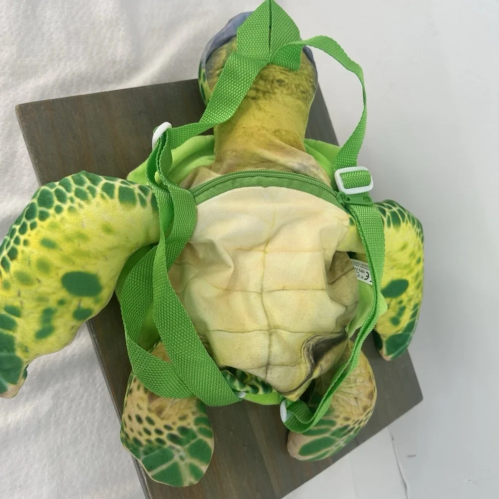 Sea Turtle Plush Kids Mini Backpack Zip Pouch Adjustable 